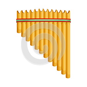 Panpipe as Musical Instrument with Ribbon Decoration Vector Illustration