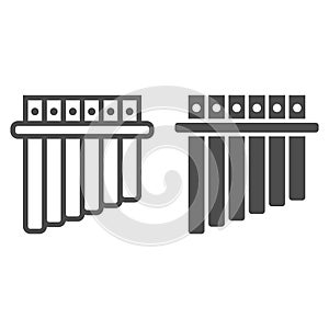 Panpipe line and glyph icon, musical and instrument, flute sign, vector graphics, a linear pattern on a white background