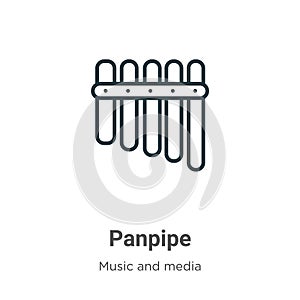Panpipe outline vector icon. Thin line black panpipe icon, flat vector simple element illustration from editable music concept