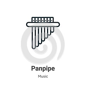 Panpipe outline vector icon. Thin line black panpipe icon, flat vector simple element illustration from editable music concept