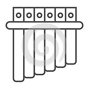 Panpipe thin line icon, musical and instrument, flute sign, vector graphics, a linear pattern on a white background.