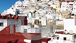 Panroamic view of white old medina of Tetuan in Morocco, Afrika, 4k footage video