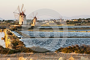 Pans of Trapani with windmills