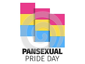 Pansexual pride month. Pansexual flag on white background. Tolerance and love. LGBT sexual minorities. Romantic attraction symbol