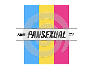 Pansexual pride month. Pansexual flag on white background. Tolerance and love. LGBT sexual minorities. Romantic attraction symbol