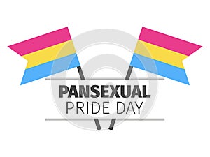 Pansexual pride month. Pansexual flags on white background. Tolerance and love. LGBT sexual minorities. Romantic attraction symbol