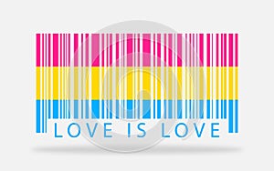 Pansexuality pride barcode creative colorful artwork. Love is love