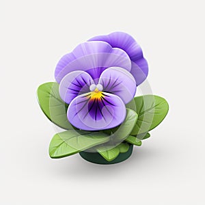 Pansy 3d Icon: Cartoon Clay Material With Nintendo Isometric Spot Light