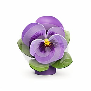 Pansy 3d Icon: Cartoon Clay Material With Nintendo Isometric Spot Light