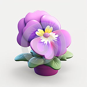 Pansy 3d Icon: Cartoon Clay Material With Nintendo Isometric Spot Light