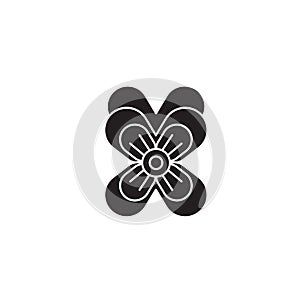 Pansy black vector concept icon. Pansy flat illustration, sign