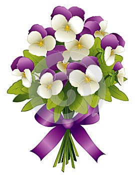 Pansy Flower Spring Bouquet, Johnny Jump Ups
