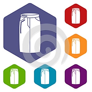 Pant jeans icons vector hexahedron