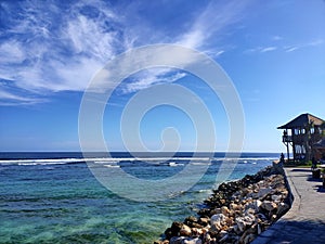 Melasti beach bali views landscape blue ocean