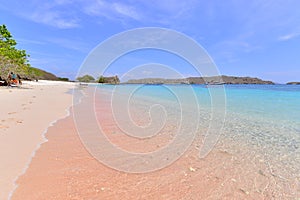 The Pink Beach or Pantai Merah, One of Seven Pink Beach Located in Komodo Island. photo