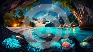 Tropical Paradise at Night