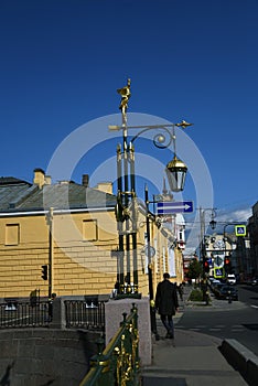 Panteleymonosvky bridge in historical city center of Saint-Petersburg,