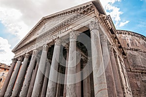 The Pantheon against a blue sky, Rome, Italy