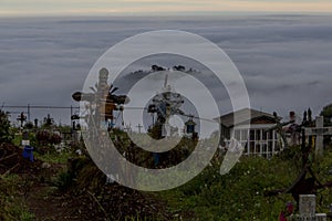 Pantheon in the chasm of the mountains, in Cuetzalan a town in Puebla, Mexico