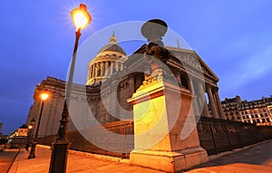 The Pantheon in the evening. It is a secular mausoleum , Paris, France.