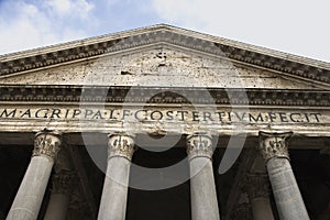 Pantheon facade in Rome, Italy.