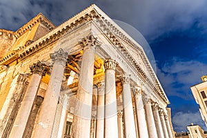 Pantheon - former Roman temple. Piazza della Rotonda by night, Rome, Italy