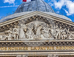 Pantheon Miltary Statesmen Statues Facade Paris France