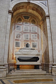 Pantheon National tomb niche details interior from Alfama district in Lisbon