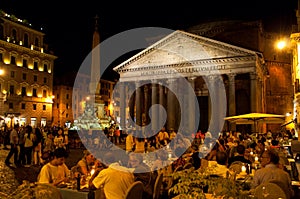 The Pantheon at night on August 8, 2013 in Rome, Italy.
