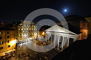 Pantheon at night, Piazza della Rotonda, Rome photo