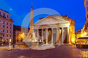 The Pantheon at night, Rome, Italy