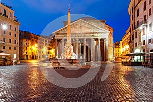 The Pantheon at night, Rome, Italy