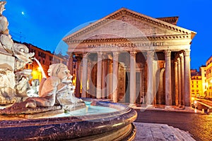 The Pantheon at night, Rome, Italy