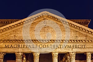 Pantheon at Night in Rome`s Golden Light Street Lamps III