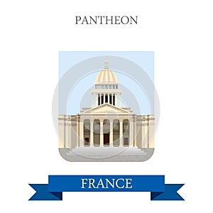 Pantheon in Paris France flat vector attraction sight landmarks
