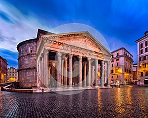 Pantheon and Piazza della Rotonda in the Morning, Rome, Italy photo