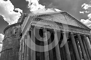 Pantheon roman temple and catholic church in rome Italy. Architecture and travelling concept. photo