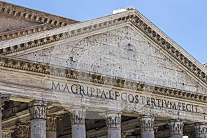 Pantheon in Rome. Ancient roman pantheon. Close view. Rome, Ital