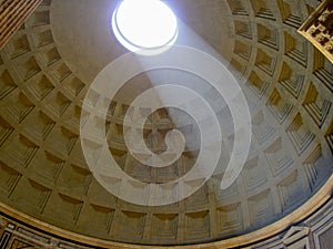 Pantheon in Rome sun ray