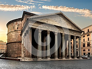 Pantheon in Rome at sunrise