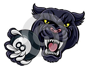 Panther Angry Pool 8 Ball Billiards Mascot Cartoon