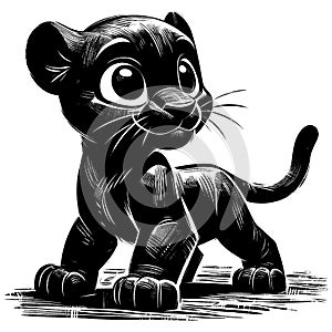 Panther Baby Linocut