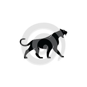 Panther cat wild animal vector logo design.
