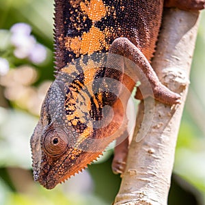 Panther chameleon closeup, Furcifer pardalis, Andasibe, Madagascar