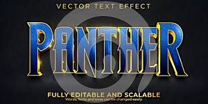 Panther cinematic text effect, editable black and metallic text style