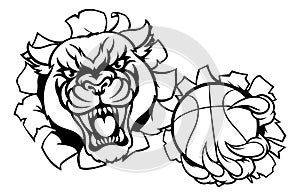 Panther Cougar Jaguar Cat Basketball Ball Mascot
