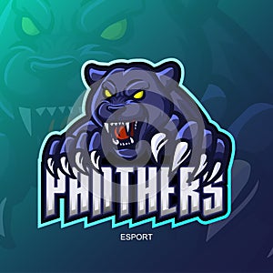 Panther esport mascot logo design.