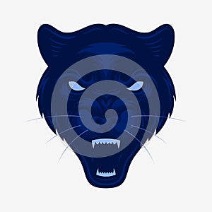 Panther head. Cartoon mascot logo. Vector illustration