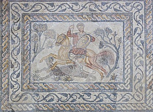 Panther hunter roman mosaic or Venatio photo