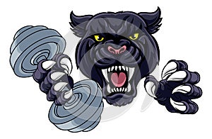 Panther Jaguar Leopard Weight Lifting Gym Mascot